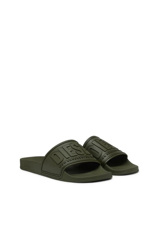 DIESEL SA-MAYEMI-POOL SLIDES WITH 3D LOGO "GREEN"
