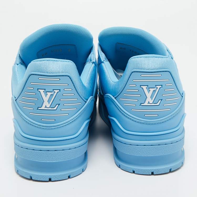 LOUIS VUITTON BLUE FABRIC AND LEATHER LV TRAINER FULLY BOXED