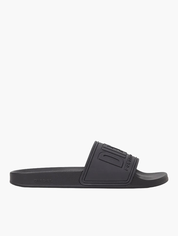 DIESEL SA-MAYEMI-POOL SLIDES WITH 3D LOGO "ALL BLACK"