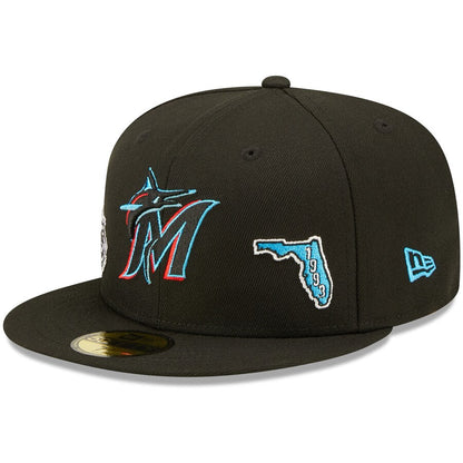 MIAMI MARLINS Men's New Era Black Miami Marlins Identity 59FIFTY Fitted Hat