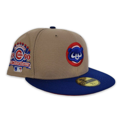 Tan Chicago Cubs Royal Visor Red Bottom 1990 New Era 59Fifty Fitted