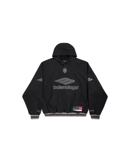Balenciaga Football Polo Hoodie - "Black/Anthracite"