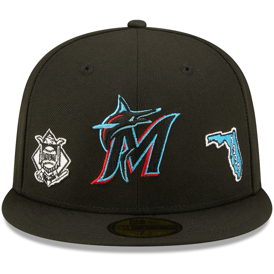 MIAMI MARLINS Men's New Era Black Miami Marlins Identity 59FIFTY Fitted Hat