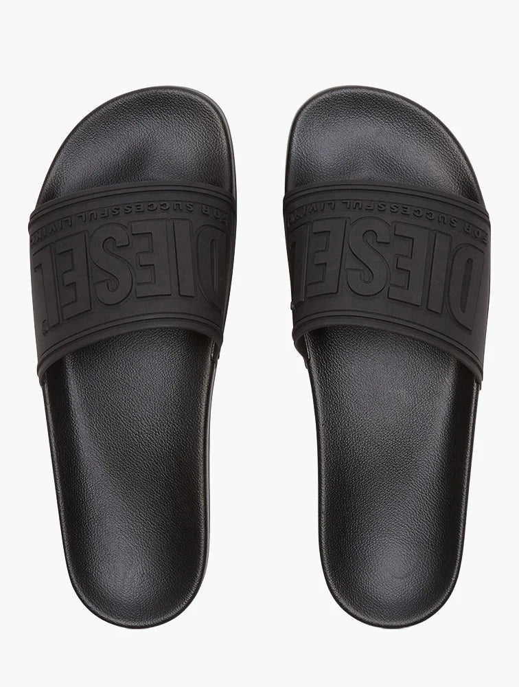 DIESEL SA-MAYEMI-POOL SLIDES WITH 3D LOGO "ALL BLACK"