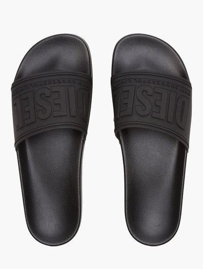 DIESEL SA-MAYEMI-POOL SLIDES WITH 3D LOGO "ALL BLACK"