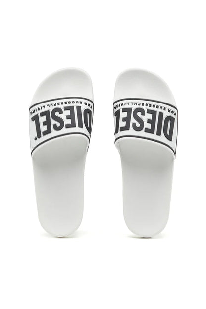 DIESEL SA-MAYEMI-POOL SLIDES WITH 3D LOGO "WHITE"