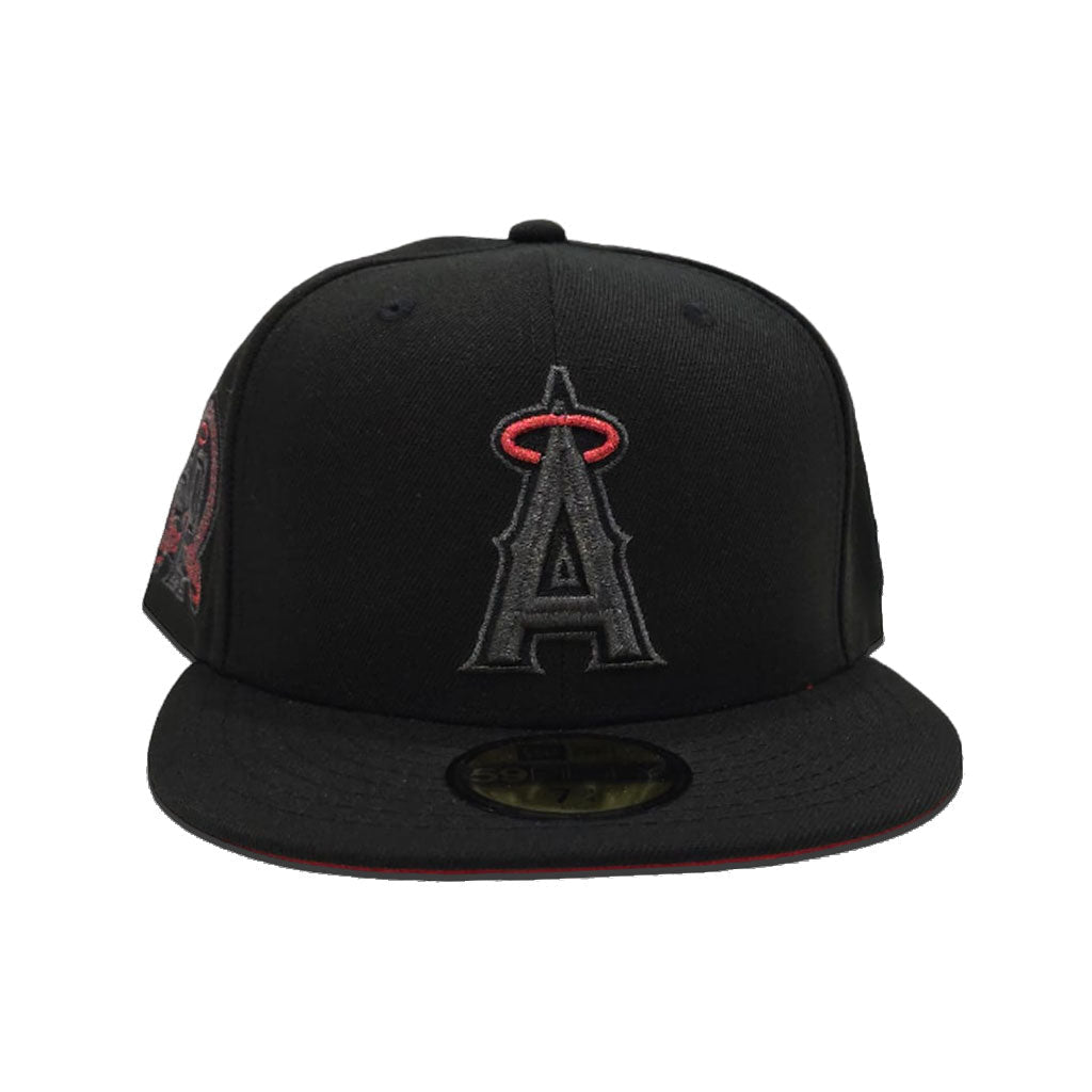 Black Los Angeles Angels Red Bottom 50th Anniversary New Era Fitted Cap