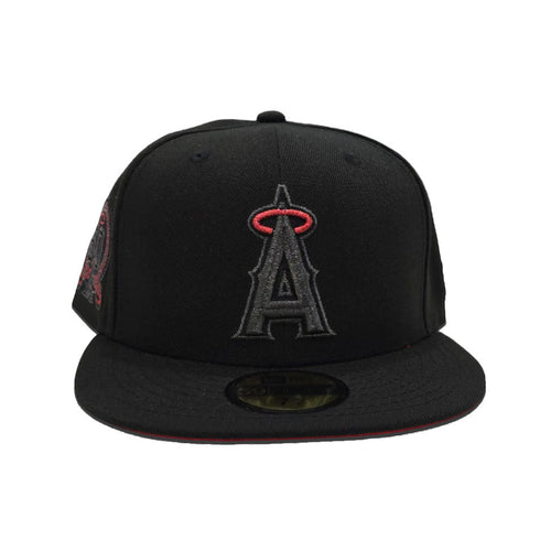 Black Los Angeles Angels Red Bottom 50th Anniversary New Era Fitted Cap