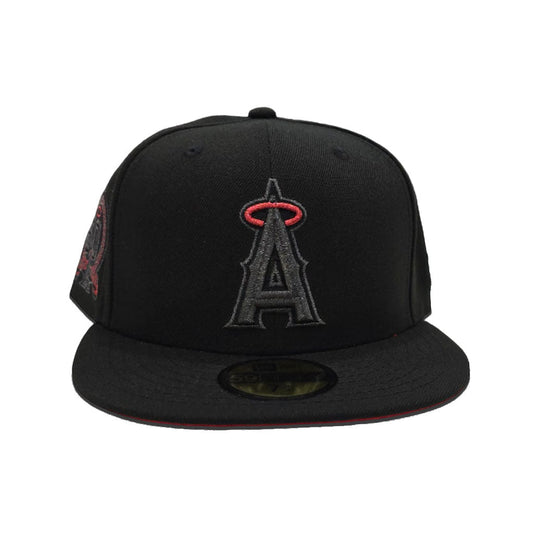 Black Los Angeles Angels Red Bottom 50th Anniversary New Era Fitted Cap