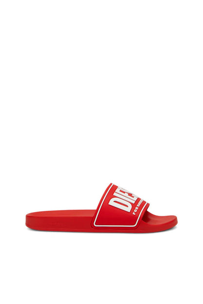 DIESEL SA-MAYEMI-POOL SLIDES WITH 3D LOGO "RED & WHITE"