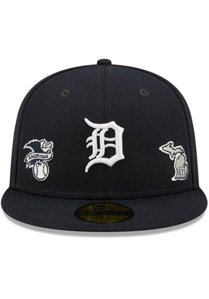 NEW ERA DETROIT TIGERS MENS NAVY BLUE IDENTITY 59FIFTY FITTED HAT