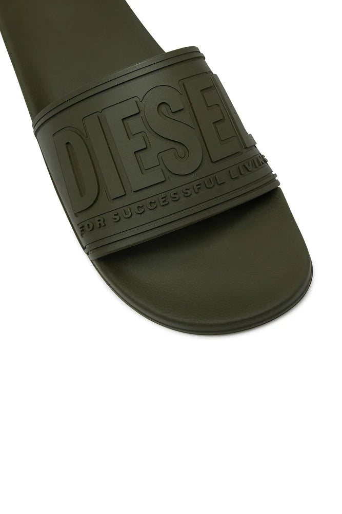 DIESEL SA-MAYEMI-POOL SLIDES WITH 3D LOGO "GREEN"
