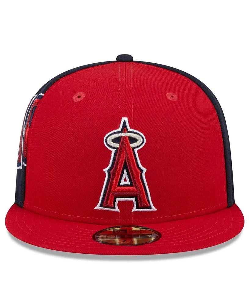 New Era Men's Red/Navy Los Angeles Angels Gameday Sideswipe 59fifty Fitted Hat