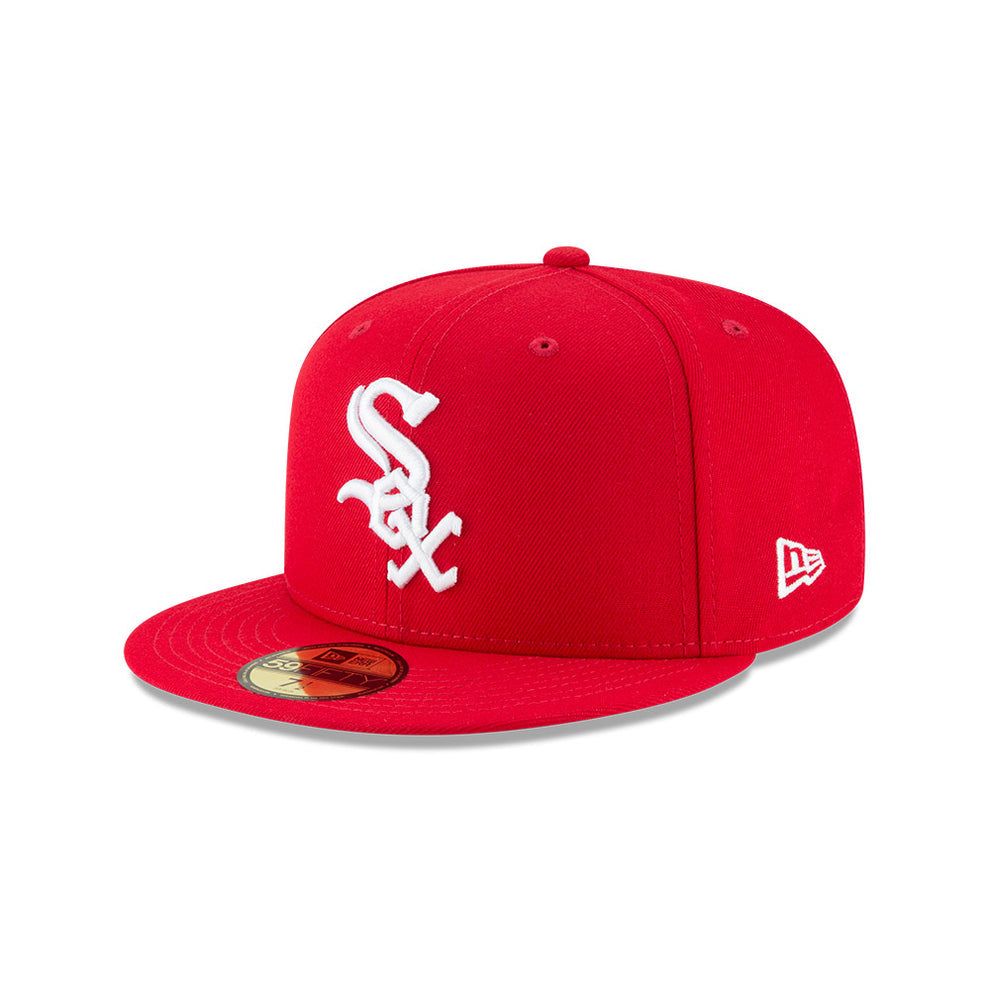 Chicago White Sox White Logo Red New Era 59FIFTY Fitted Hat
