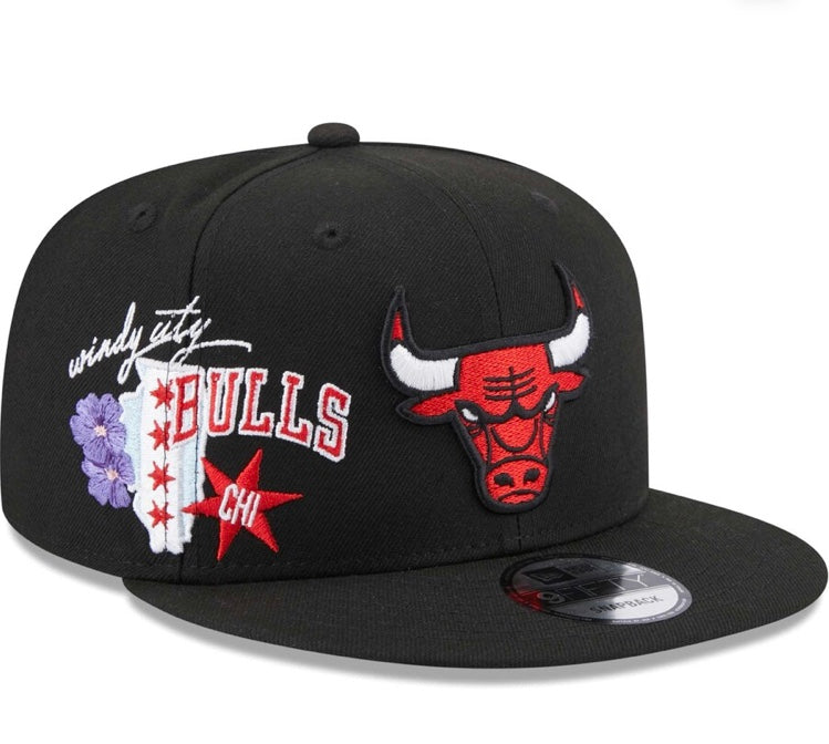 Men's Chicago Bulls New Era Black Icon 9FIFTY Snapback Hat