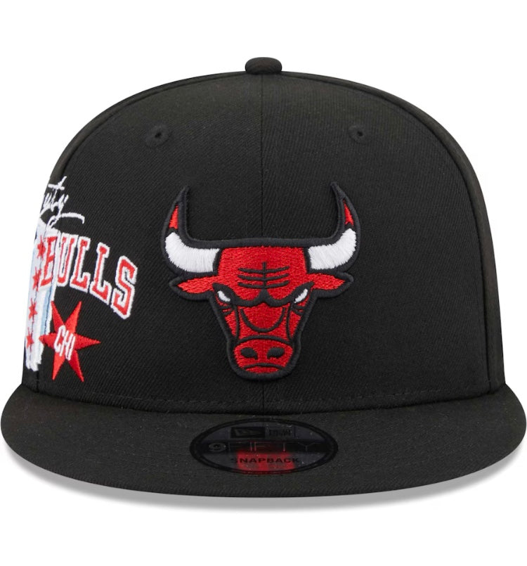 Men's Chicago Bulls New Era Black Icon 9FIFTY Snapback Hat