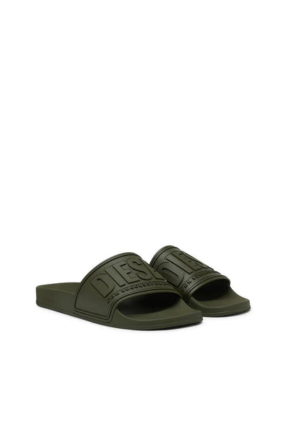 DIESEL SA-MAYEMI-POOL SLIDES WITH 3D LOGO "GREEN"