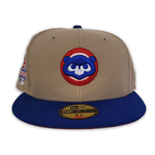 Tan Chicago Cubs Royal Visor Red Bottom 1990 New Era 59Fifty Fitted