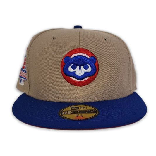 Tan Chicago Cubs Royal Visor Red Bottom 1990 New Era 59Fifty Fitted