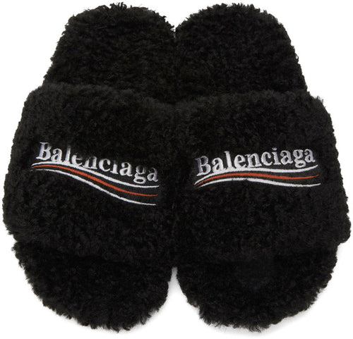 Balenciaga Furry Slide Sandals (With box)