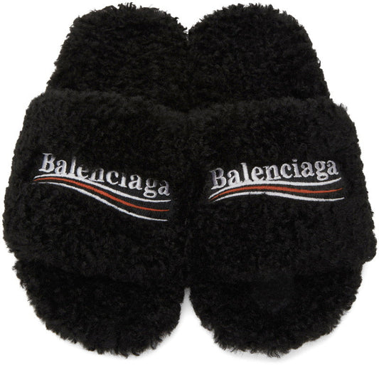 Balenciaga Furry Slide Sandals (With box)