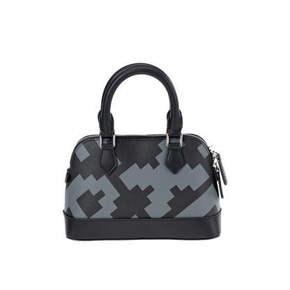 EMBOSSED DOME BAG - BLACK & GREY