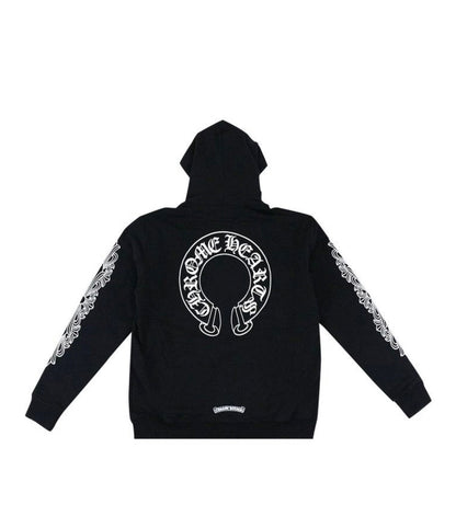 Chrome Hearts Horseshoe Floral Cross-Sleeve Zip up Hoodie