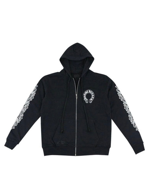 Chrome Hearts Horseshoe Floral Cross-Sleeve Zip up Hoodie