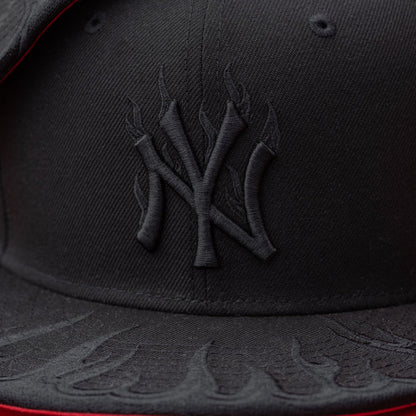 New Era NY Yankees Black Flame UV Red Fitted Cap