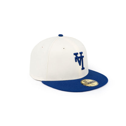 New Era Los Angeles Dodgers 59FIFTY Upside Down Dark Royal Visor Chrome White Fitted Cap
