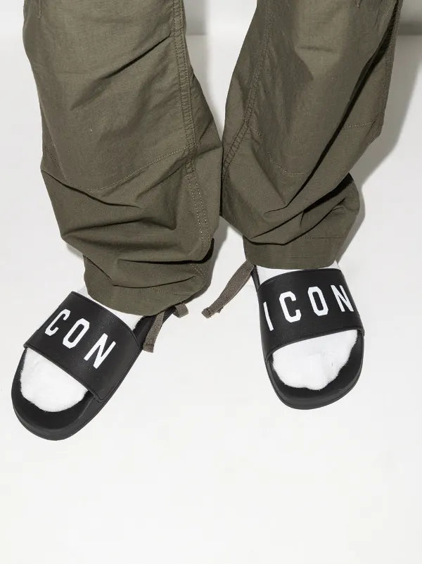 DSQUARED2 logo-print flat slides