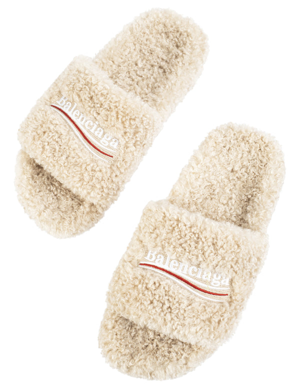 Balenciaga Furry Slide Sandals (With box)