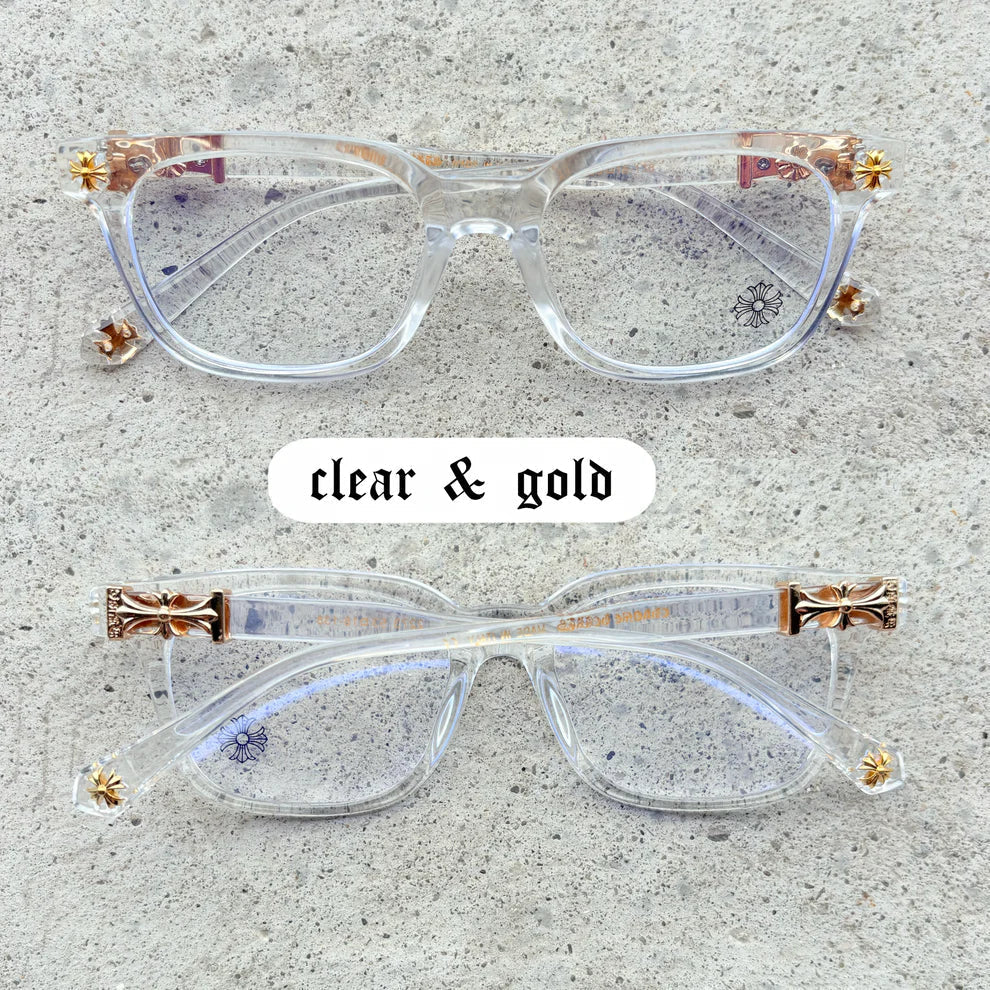 Chrome Hearts Cox Ucker Transparent Frames Clear & Gold