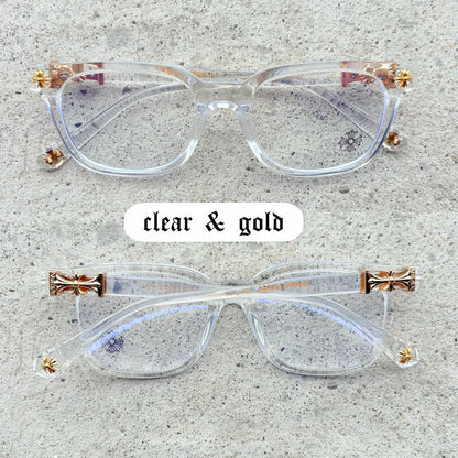 Chrome Hearts Cox Ucker Transparent Frames Clear & Gold
