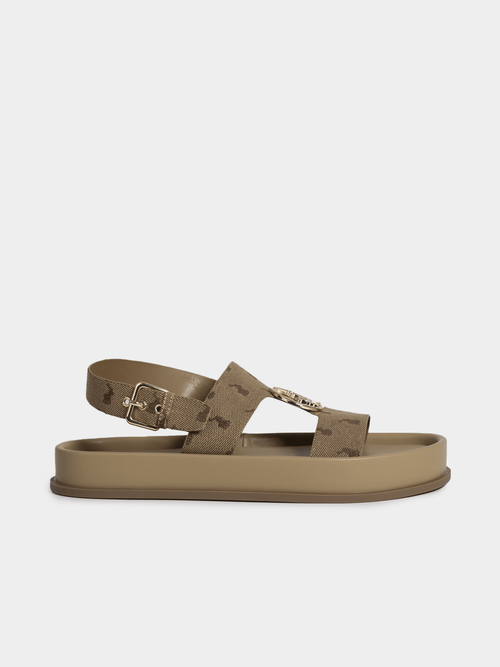 Women's Jacquard Polo Stone Moulded Trim Sandals