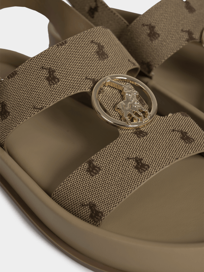 Women's Jacquard Polo Stone Moulded Trim Sandals