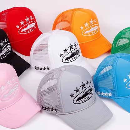 Corteiz Alcatraz Trucker Hat –White/Black