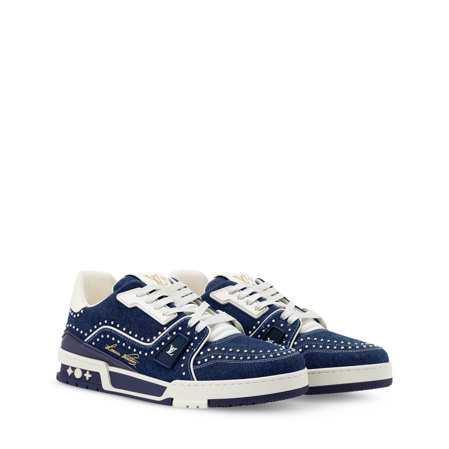 LOUIS VUITTON DENIM TRAINERS ‘INDIGO BLUE’ FULLY BOXED