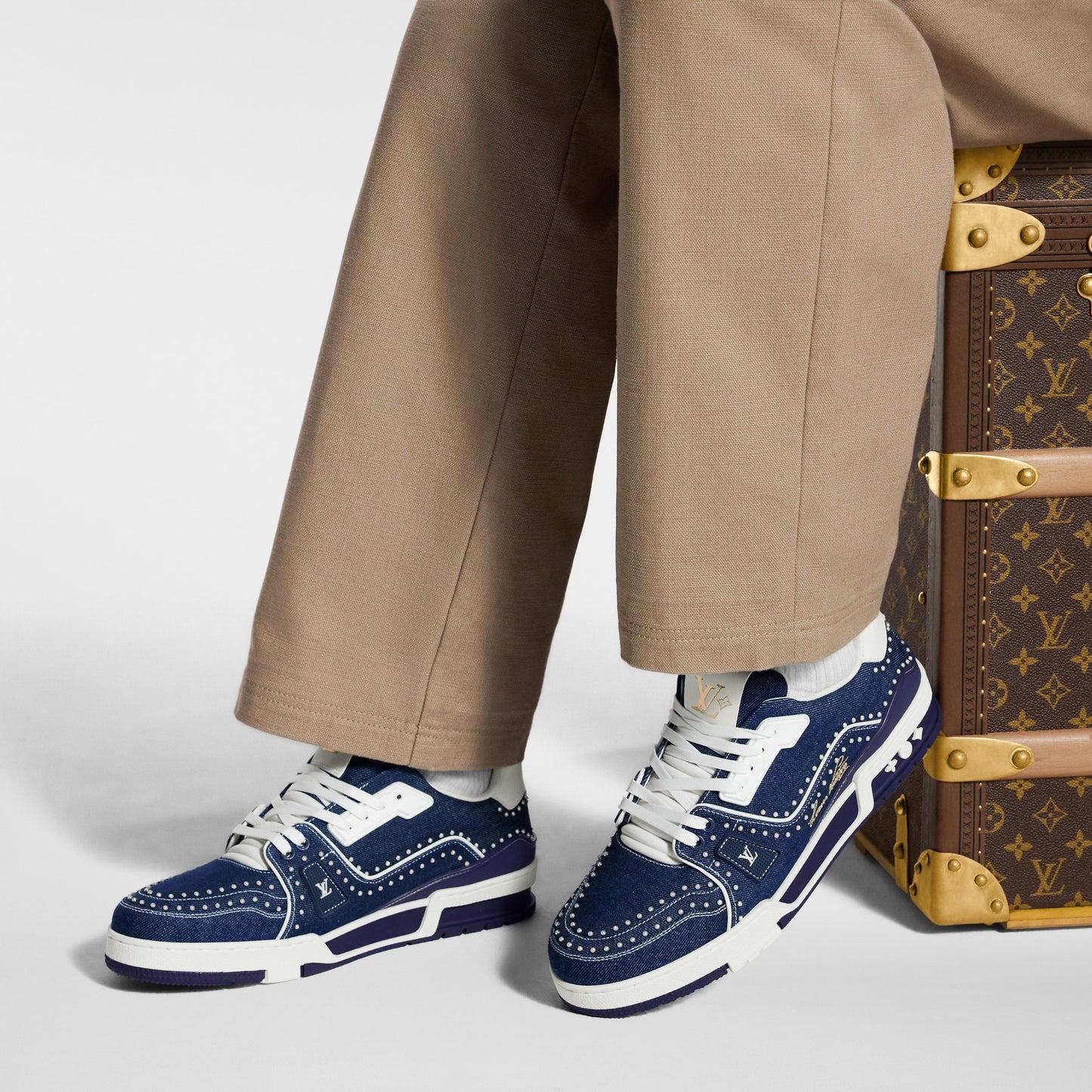 LOUIS VUITTON DENIM TRAINERS ‘INDIGO BLUE’ FULLY BOXED