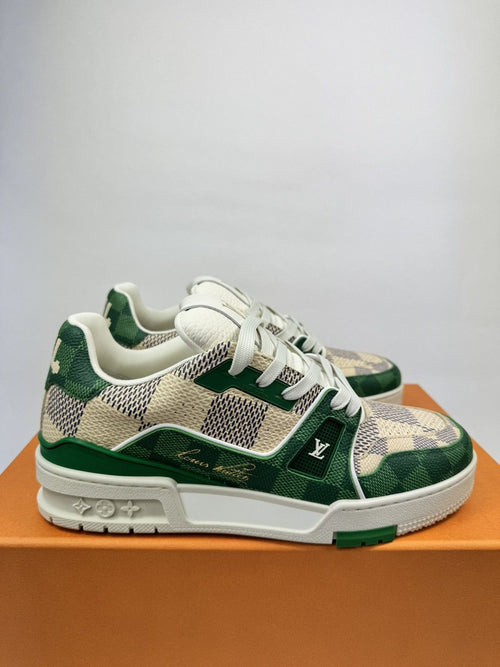 LOUIS VUITTON #54 GREEN DEMIER PRINT SNEAKERS
