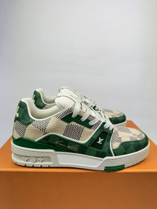 LOUIS VUITTON #54 GREEN DEMIER PRINT SNEAKERS