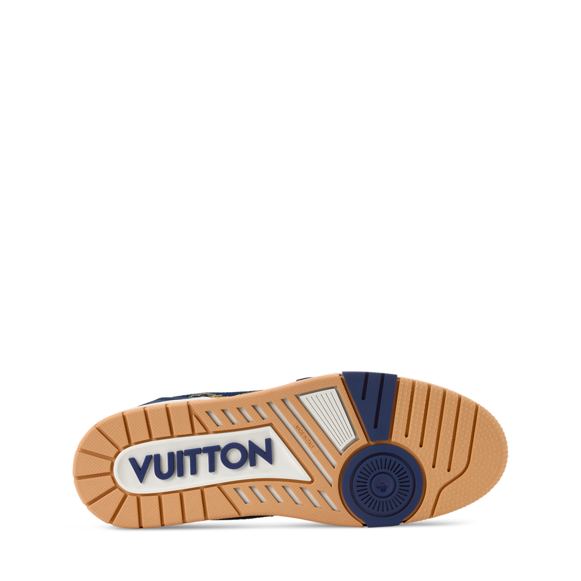 LOUIS VUITTON DENIM TRAINERS ‘CALF LEATHER TRIM’ FULLY BOXED