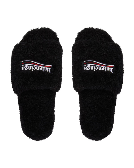 Balenciaga Furry Slide Sandal - "Black"