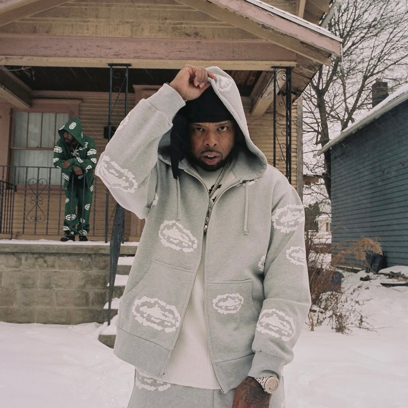 Corteiz x Denim Tears Cotton Wreath Sweatpants - "Heather Grey"