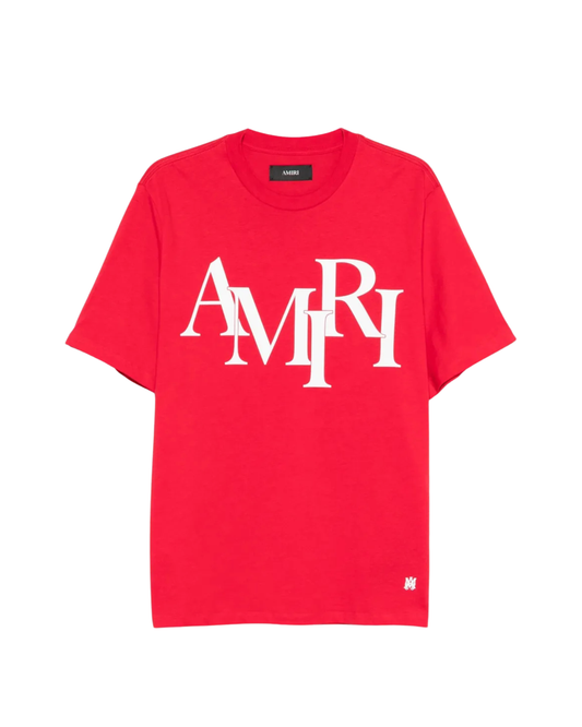 Amiri 'AMIRI' Staggered Logo T-shirt - "Red"