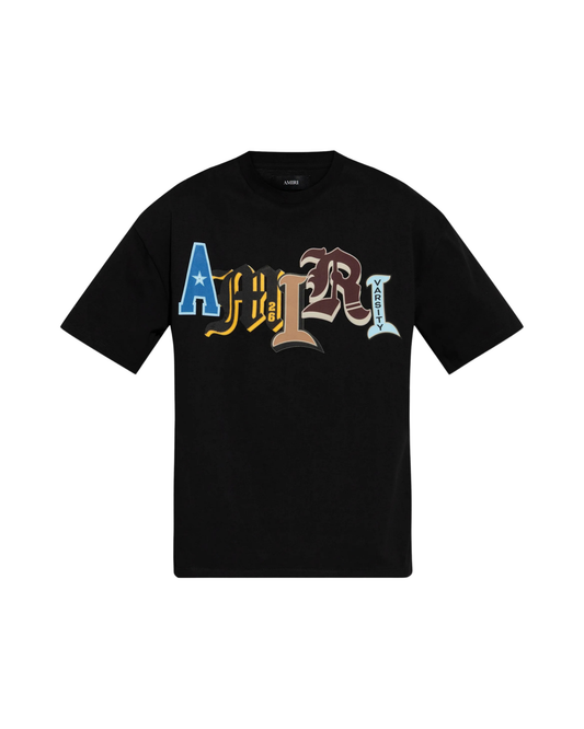 Amiri Varsity Patch Oversize Cotton T-Shirt - "Black"