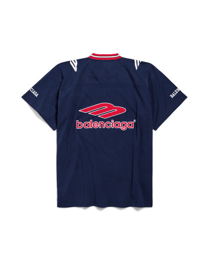 Balenciaga 3B Football V-neck T-shirt - "Dark Navy/Red"